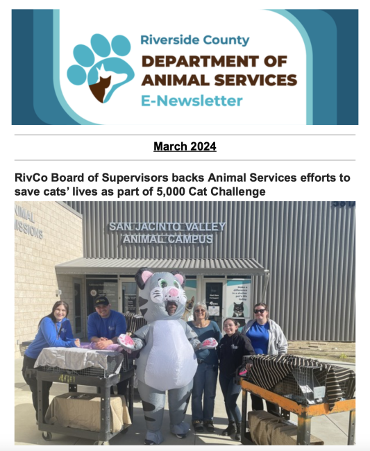Preview Image of Riverside County Department of Animal Services E-Newsletter