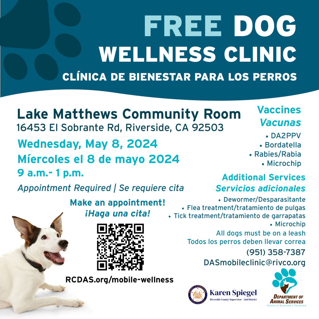Flyer for May 8 Wellness Clinic Social Media in Riverside, CA